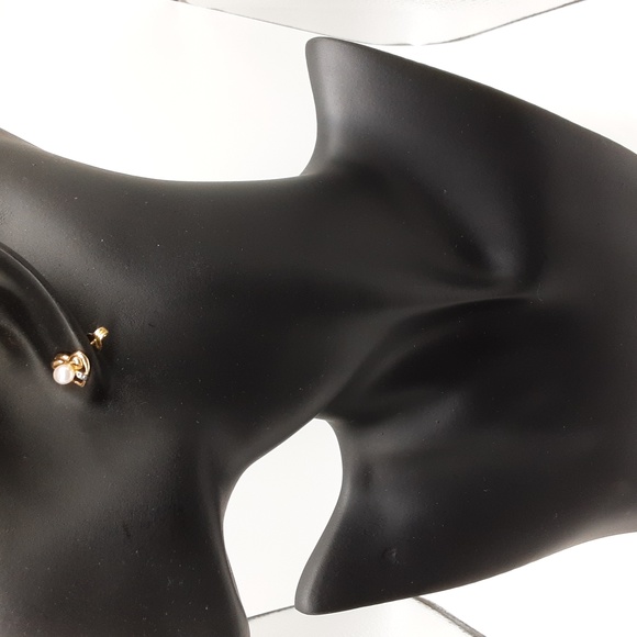 10K Yellow and White Gold Pearl Earrings - Picture 7 of 14